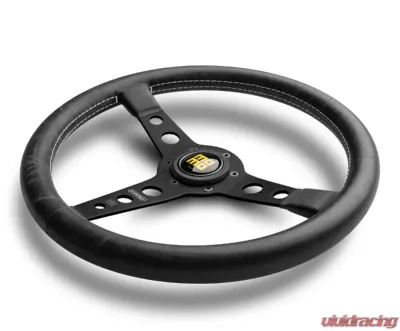 Momo Prototipo Heritage Blk Lea, White Stitching, Blk Spoke - PRH35BK2B
