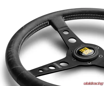 Momo Prototipo Heritage Blk Lea, White Stitching, Blk Spoke - PRH35BK2B