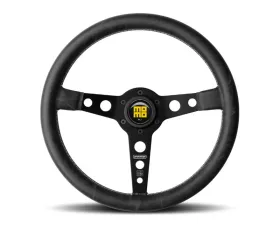 Momo Prototipo Heritage Blk Lea, White Stitching, Blk Spoke