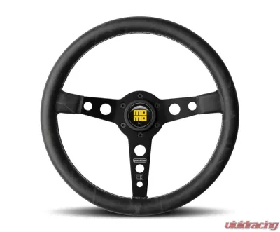 Momo Prototipo Heritage Blk Lea, White Stitching, Blk Spoke - PRH35BK2B
