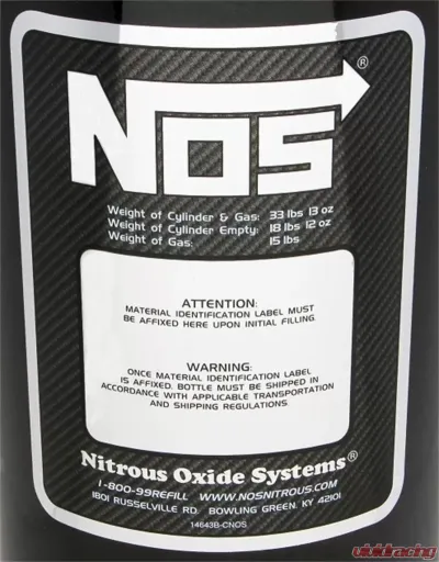 NOS/Nitrous Oxide System 15 LB. BOTTLE W/RACER SAFETY, BLACK - 14750B-ZR1NOS