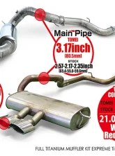 Tomei 3.17in 1.0mm Expreme Ti Full Titanium Muffler Kit Ford Focus ST 2000-2018                                     - TB6090-FR02A - Image 8