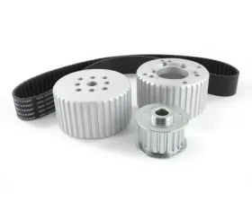 Top Street Performance Gilmer Style Pulley Kit; Billet Aluminum; SBC Short Water Pump; Satin