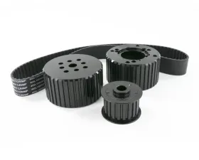 Top Street Performance Gilmer Style Pulley Kit; Billet Aluminum; SBC Short Water Pump; Black
