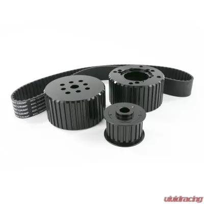 Top Street Performance Gilmer Style Pulley Kit; Billet Aluminum; SBC Short Water Pump; Black - 10090BK