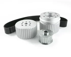 Top Street Performance Gilmer Style Pulley Kit; Billet Aluminum; SBC Long Water Pump; Satin