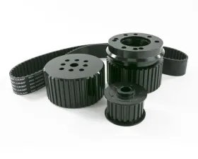 Top Street Performance Gilmer Style Pulley Kit; Billet Aluminum; SBC Long Water Pump; Black