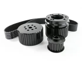 Top Street Performance Gilmer Style Pulley Kit; Billet Aluminum; SBF; Black