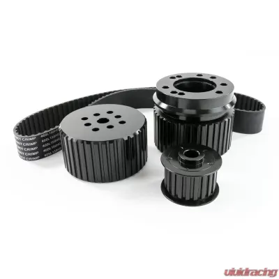 Top Street Performance Gilmer Style Pulley Kit; Billet Aluminum; SBF; Black - 10093BK