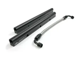 Top Street Performance Fuel Rails; TSP Velocity Billet Aluminum with Mid Pipe; LS7; Black