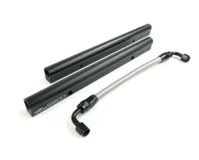 Top Street Performance Fuel Rails; TSP Velocity Billet Aluminum with Mid Pipe; 5.0 Coyote; Black