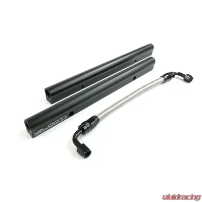 Top Street Performance Fuel Rails; TSP Velocity Billet Aluminum with Mid Pipe; 5.0 Coyote; Black - 84051BK