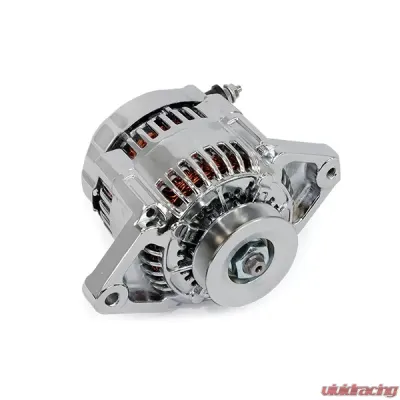 Top Street Performance Alternator; GM Mini Denso Style Race V-Belt 90 Amps; Chrome - ES1004C