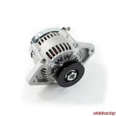 Top Street Performance Alternator; Mini Denso Style Race 3/8" V-Belt 90 Amps; Satin - ES1014