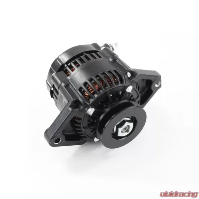 Top Street Performance Alternator; Mini Denso Style Race 3/8" V-Belt 90 Amps; Black - ES1014BK