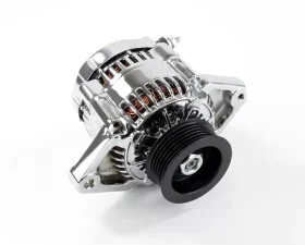 Top Street Performance Alternator; Mini Denso Style Race Serpentine 90 Amps; Chrome