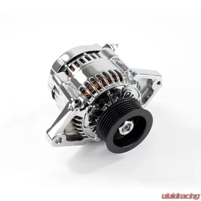 Top Street Performance Alternator; Mini Denso Style Race Serpentine 90 Amps; Chrome - ES1015C