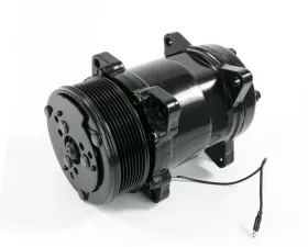 Top Street Performance A/C Compressor; Sanden 508 R134 Serpentine Belt; Chrome with Black Clutch