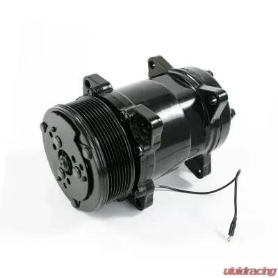 Top Street Performance A/C Compressor; Sanden 508 R134 Serpentine Belt; Chrome with Black Clutch - HC5002BK