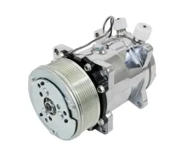 Top Street Performance A/C Compressor; Sanden 508 R134 Serpentine Belt; Chrome with Silver Clutch