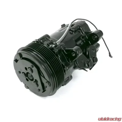 Top Street Performance A/C Compressor; Sanden SD-7 R134 Serpentine Belt; Polished with Silver Clutch - HC5005BK