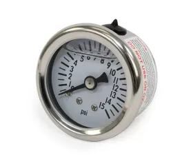 Top Street Performance Fuel Pressure Gauge; Liquid Filled 0-15 PSI
