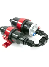 Top Street Performance Fuel Pump and Filter Bracket; Aluminum Bosch 044 Style Pump; Red                                     - JM1020R - Image 2
