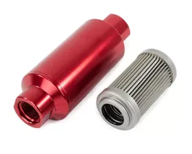 Top Street Performance Fuel Filter with 40 Micron Stainless Steel Element; Red