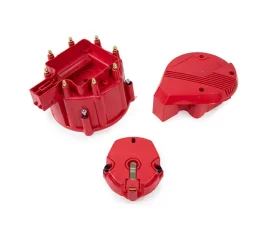 Top Street Performance HEI Distributor Super Cap and Rotor Kit; 8 Cylinder Male; Red