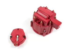 Top Street Performance HEI Distributor Standard Cap and Rotor Kit; 8 Cylinder Male; Red