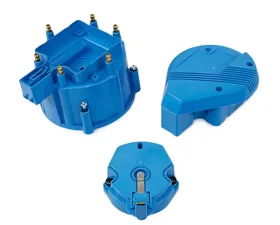 Top Street Performance HEI Distributor Super Cap and Rotor Kit; 6 Cylinder Male; Blue