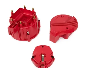 Top Street Performance HEI Distributor Super Cap and Rotor Kit; 6 Cylinder Male; Red