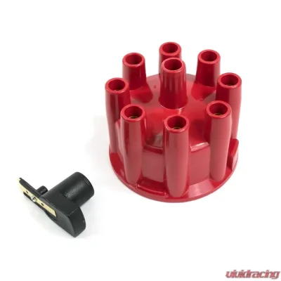 Top Street Performance Pro Billet & Ready to Run Distributor Cap and Rotor Kit; 8 Cyl Female; Red - JM6972R