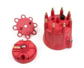 Top Street Performance Pro Series Distributor Cap and Rotor Kit; 8 Cylinder Male; Red