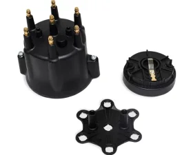 Top Street Performance Pro Series Distributor Cap and Rotor Kit; 6 Cylinder Male; Black