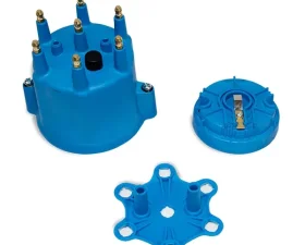 Top Street Performance Pro Series Distributor Cap and Rotor Kit; 6 Cylinder Male; Blue