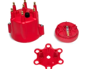 Top Street Performance Pro Series Distributor Cap and Rotor Kit; 6 Cylinder Male; Red