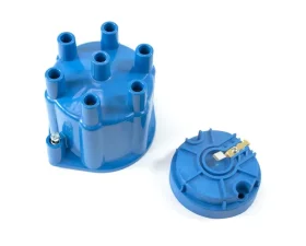 Top Street Performance Pro Series Distributor Cap and Rotor Kit; 6 Cylinder Female; Blue