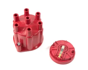 Top Street Performance Pro Series Distributor Cap and Rotor Kit; 6 Cylinder Female; Red