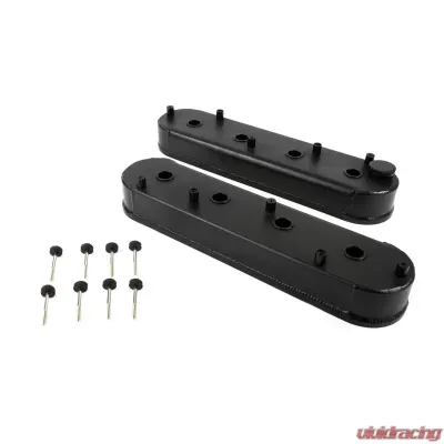 Top Street Performance Valve Covers; Fab. Alum.; w Coil Mounts LSX; Black - JM8081-6BK