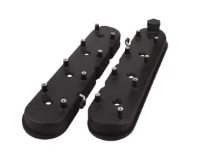Top Street Performance Valve Covers; Cast Alum.; with Coil Mounts LS; Black