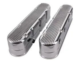 Top Street Performance Valve Covers; Finned Cast Alum.; with Coil Covers LS; Polished