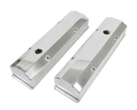 Top Street Performance Valve Covers; Fab. Alum.; Long Bolt with Holes SBC Perim.; Polished