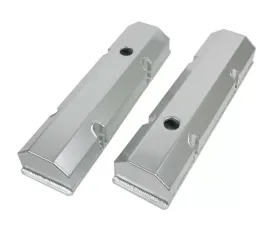 Top Street Performance Valve Covers; Fab. Alum.; Short Bolt with Holes SBC Perim.; Clear Anodized