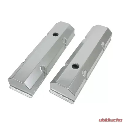 Top Street Performance Valve Covers; Fab. Alum.; Short Bolt with Holes SBC Perim.; Clear Anodized - JM8091-8CA