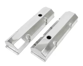 Top Street Performance Valve Covers; Fab. Alum.; Short Bolt with Holes SBC Perim.; Polished