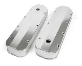 Top Street Performance Valve Covers; Fab. Alum.; Long Bolt with Holes BBC; Clear Anodized
