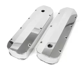 Top Street Performance Valve Covers; Fab. Alum.; Long Bolt with Holes BBC; Polished