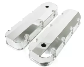 Top Street Performance Valve Covers; Fab. Alum.; Short Bolt with Holes BBC; Polished