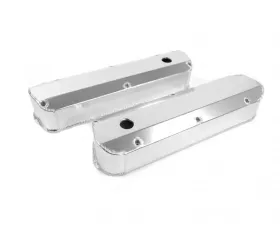 Top Street Performance Valve Covers; Fab. Alum.; Long Bolt with Holes SBF; Clear Anodized